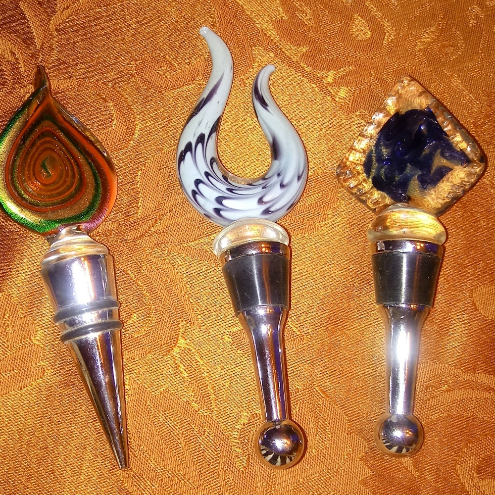 MURANO WINE GLASS STOPPERS SET OF 3